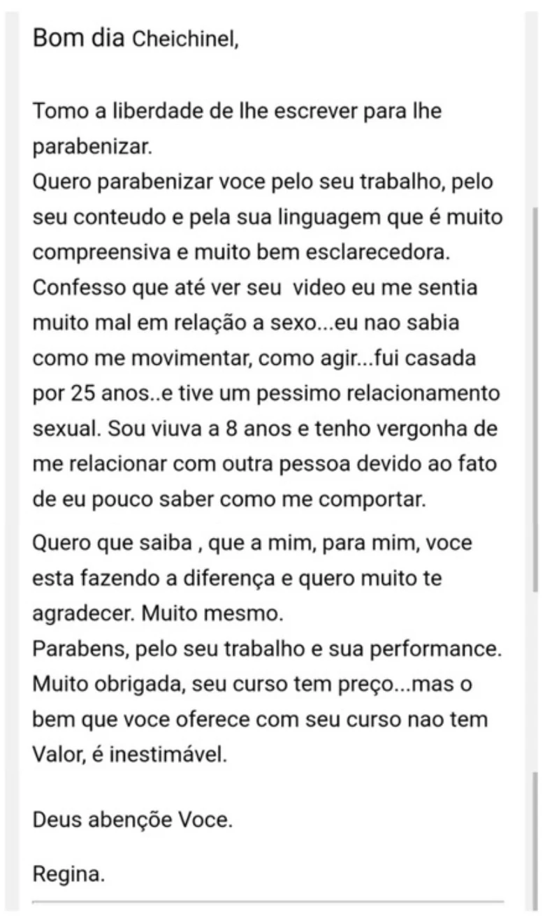 Depoimento da Regina agradecendo pela transformação