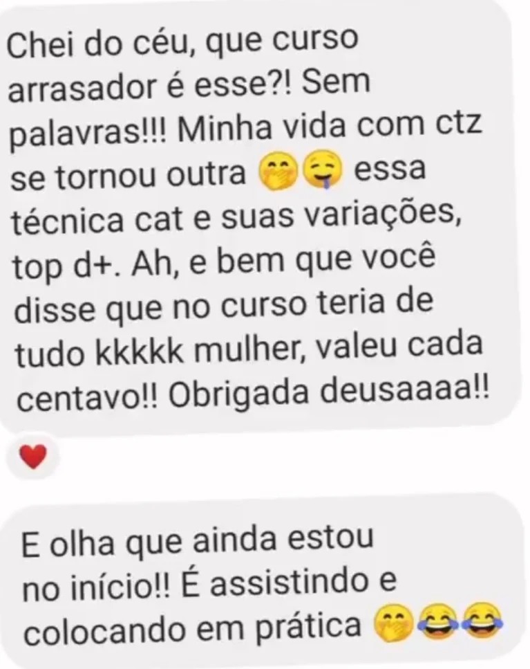 Aluna: curso arrasador, valeu cada centavo
